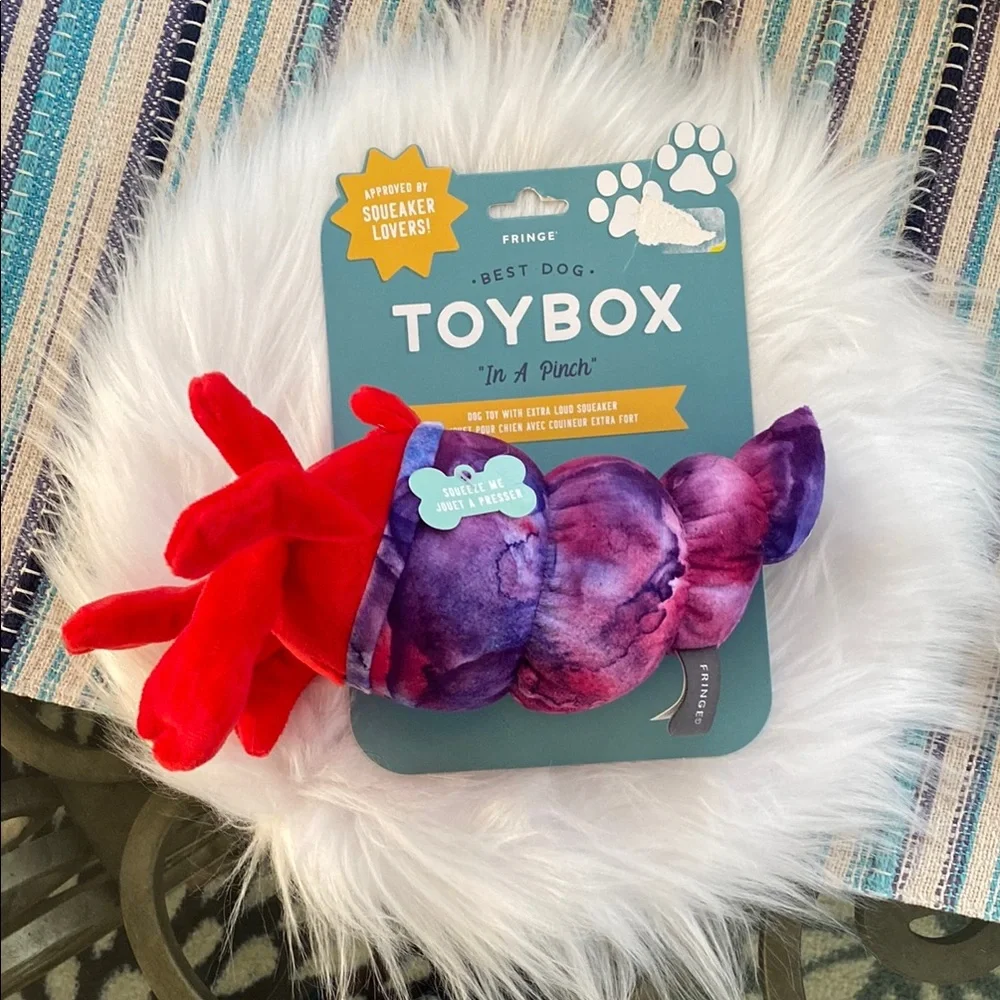 New Fringe Studio Red and Purple in a pinch lobster dog toy